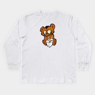 Bear eating chinese food Kids Long Sleeve T-Shirt